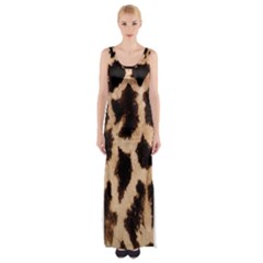 Yellow And Brown Spots On Giraffe Skin Texture Maxi Thigh Split Dress by Amaryn4rt