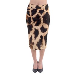 Yellow And Brown Spots On Giraffe Skin Texture Midi Pencil Skirt by Amaryn4rt