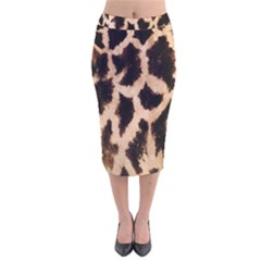 Yellow And Brown Spots On Giraffe Skin Texture Velvet Midi Pencil Skirt by Amaryn4rt