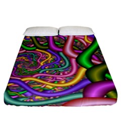 Fractal Background With Tangled Color Hoses Fitted Sheet (king Size) by Amaryn4rt