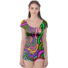 Fractal Background With Tangled Color Hoses Boyleg Leotard 