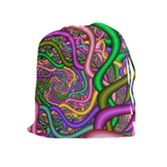 Fractal Background With Tangled Color Hoses Drawstring Pouches (extra Large)