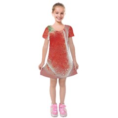 Red Pepper And Bubbles Kids  Short Sleeve Velvet Dress by Amaryn4rt