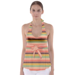 Abstract Vintage Lines Background Pattern Babydoll Tankini Top by Amaryn4rt