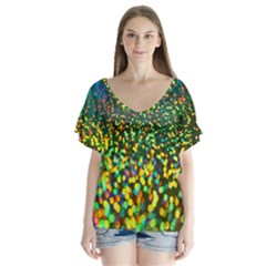 Construction Paper Iridescent Flutter Sleeve Top by Amaryn4rt