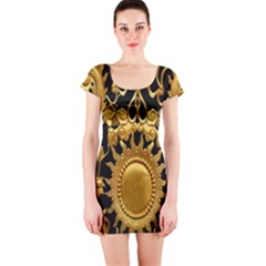 Golden Sun Short Sleeve Bodycon Dress by Amaryn4rt