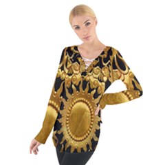 Golden Sun Women s Tie Up Tee by Amaryn4rt