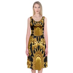 Golden Sun Midi Sleeveless Dress by Amaryn4rt