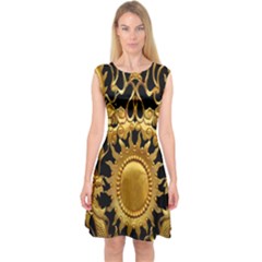 Golden Sun Capsleeve Midi Dress by Amaryn4rt