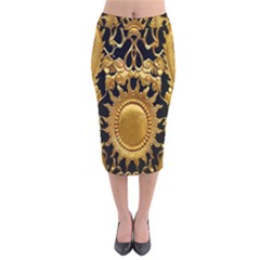 Golden Sun Velvet Midi Pencil Skirt by Amaryn4rt