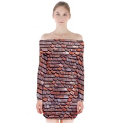 Roof Tiles On A Country House Long Sleeve Off Shoulder Dress by Amaryn4rt