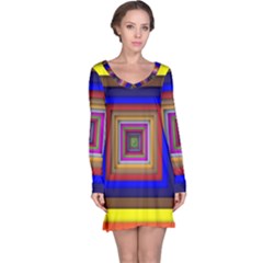 Square Abstract Geometric Art Long Sleeve Nightdress