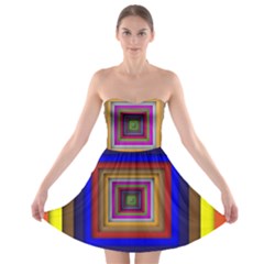 Square Abstract Geometric Art Strapless Bra Top Dress