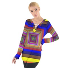 Square Abstract Geometric Art Women s Tie Up Tee