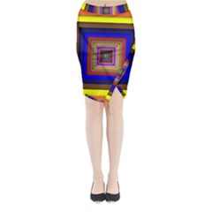 Square Abstract Geometric Art Midi Wrap Pencil Skirt