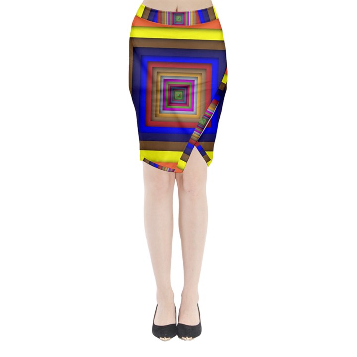 Square Abstract Geometric Art Midi Wrap Pencil Skirt