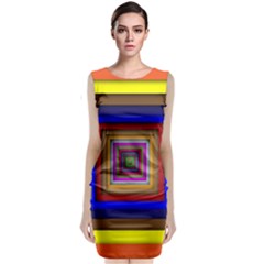 Square Abstract Geometric Art Sleeveless Velvet Midi Dress