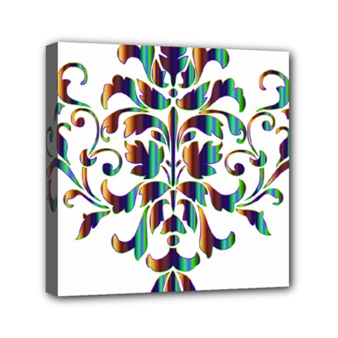 Damask Decorative Ornamental Mini Canvas 6  X 6  by Amaryn4rt