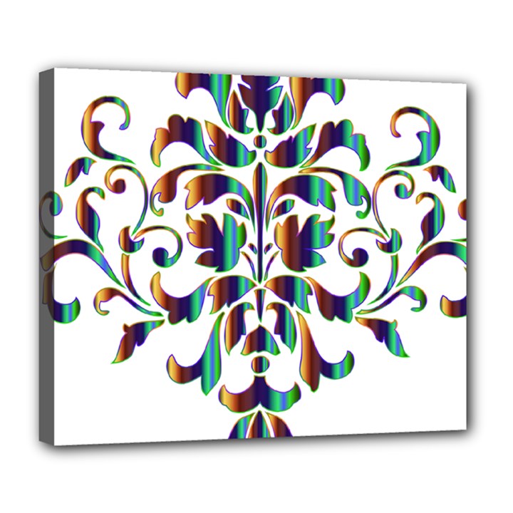 Damask Decorative Ornamental Deluxe Canvas 24  x 20  