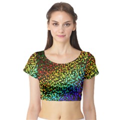 Construction Paper Iridescent Short Sleeve Crop Top (tight Fit) by Amaryn4rt