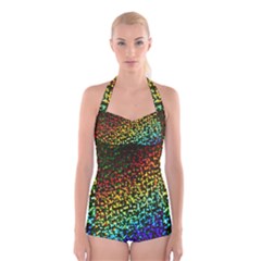 Construction Paper Iridescent Boyleg Halter Swimsuit  by Amaryn4rt