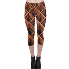 Metal Grid Framework Creates An Abstract Capri Leggings  by Amaryn4rt