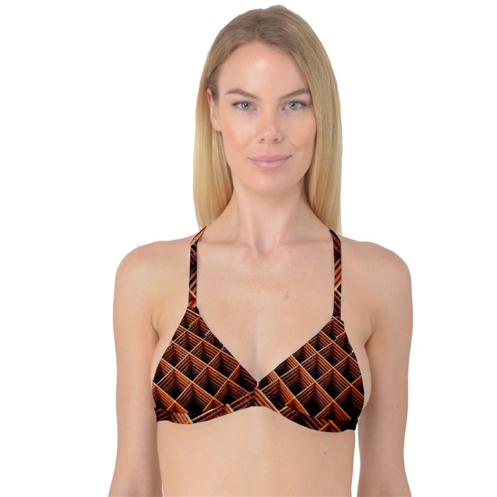 Metal Grid Framework Creates An Abstract Reversible Tri Bikini Top