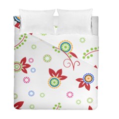 Colorful Floral Wallpaper Background Pattern Duvet Cover Double Side (full/ Double Size) by Amaryn4rt