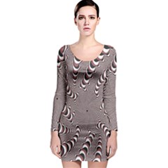 Digital Fractal Pattern Long Sleeve Bodycon Dress