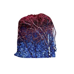 Autumn Fractal Forest Background Drawstring Pouches (large)  by Amaryn4rt