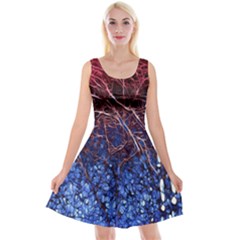 Autumn Fractal Forest Background Reversible Velvet Sleeveless Dress