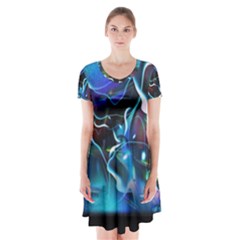 Water Is The Future Short Sleeve V-neck Flare Dress by Amaryn4rt