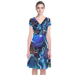 Water Is The Future Short Sleeve Front Wrap Dress