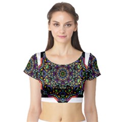 Mandala Abstract Geometric Art Short Sleeve Crop Top (tight Fit) by Amaryn4rt