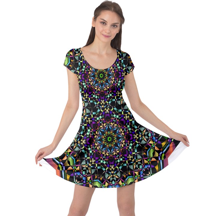 Mandala Abstract Geometric Art Cap Sleeve Dresses