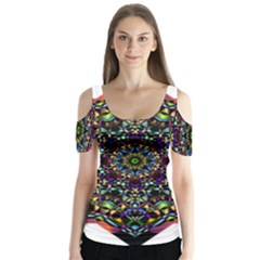 Mandala Abstract Geometric Art Butterfly Sleeve Cutout Tee 