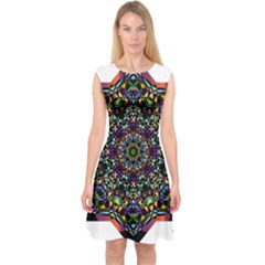 Mandala Abstract Geometric Art Capsleeve Midi Dress by Amaryn4rt