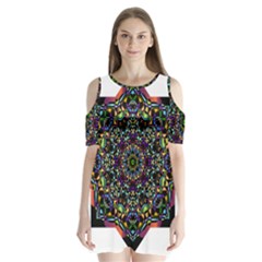 Mandala Abstract Geometric Art Shoulder Cutout Velvet  One Piece