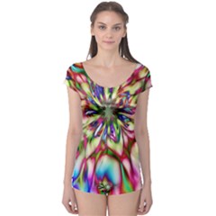 Magic Fractal Flower Multicolored Boyleg Leotard  by EDDArt