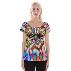 Magic Fractal Flower Multicolored Women s Cap Sleeve Top by EDDArt