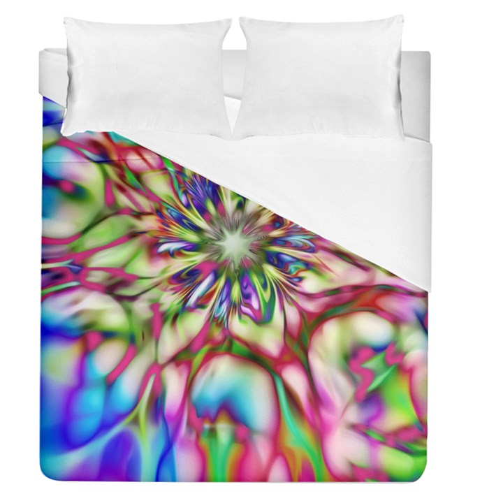 Magic Fractal Flower Multicolored Duvet Cover (Queen Size)