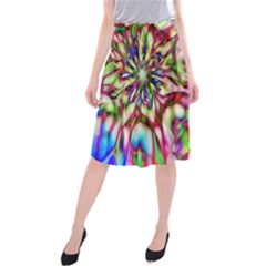 Magic Fractal Flower Multicolored Midi Beach Skirt by EDDArt