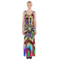 Magic Fractal Flower Multicolored Maxi Thigh Split Dress