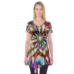 Magic Fractal Flower Multicolored Short Sleeve Tunic 