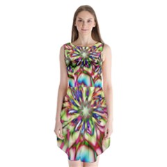 Magic Fractal Flower Multicolored Sleeveless Chiffon Dress   by EDDArt