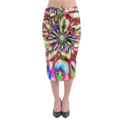 Magic Fractal Flower Multicolored Midi Pencil Skirt by EDDArt