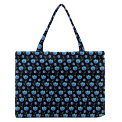 Floral Pattern Medium Zipper Tote Bag