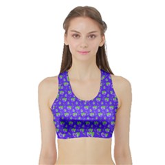 Floral Pattern Sports Bra With Border