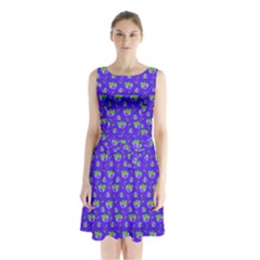 Floral Pattern Sleeveless Chiffon Waist Tie Dress