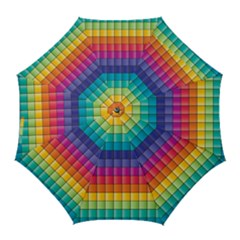 Pattern Grid Squares Texture Golf Umbrellas by Amaryn4rt